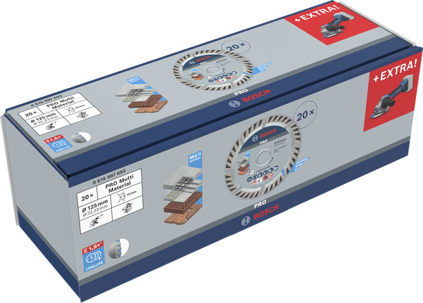 Bosch PRO Multi Material diamantskæreskiver 125 mm pakke.